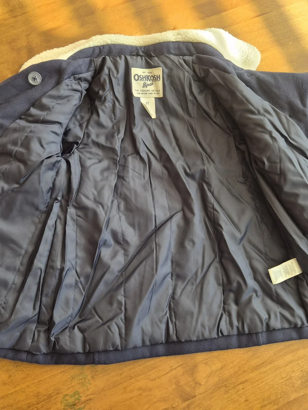 OshKosh B'gosh Navy Peacoat with Cream Sherpa Collar 3T